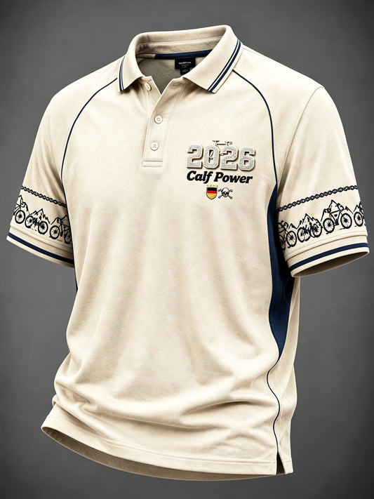 Herren Retro Off-White 2026 Deutsch Radsport Print Freizeit-Polo-Shirt