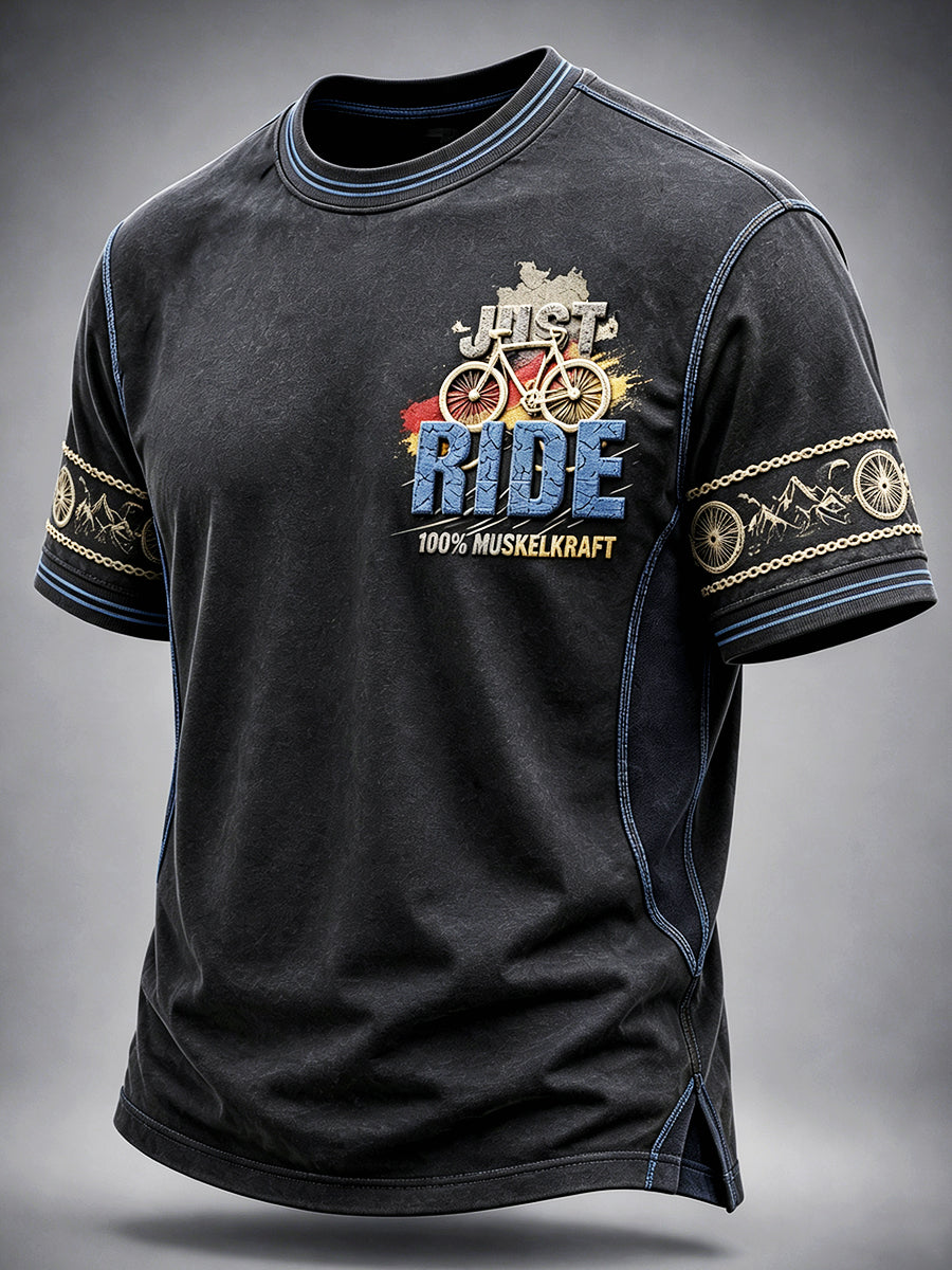 Herren-Radsport-Patchwork-Print-T-Shirt