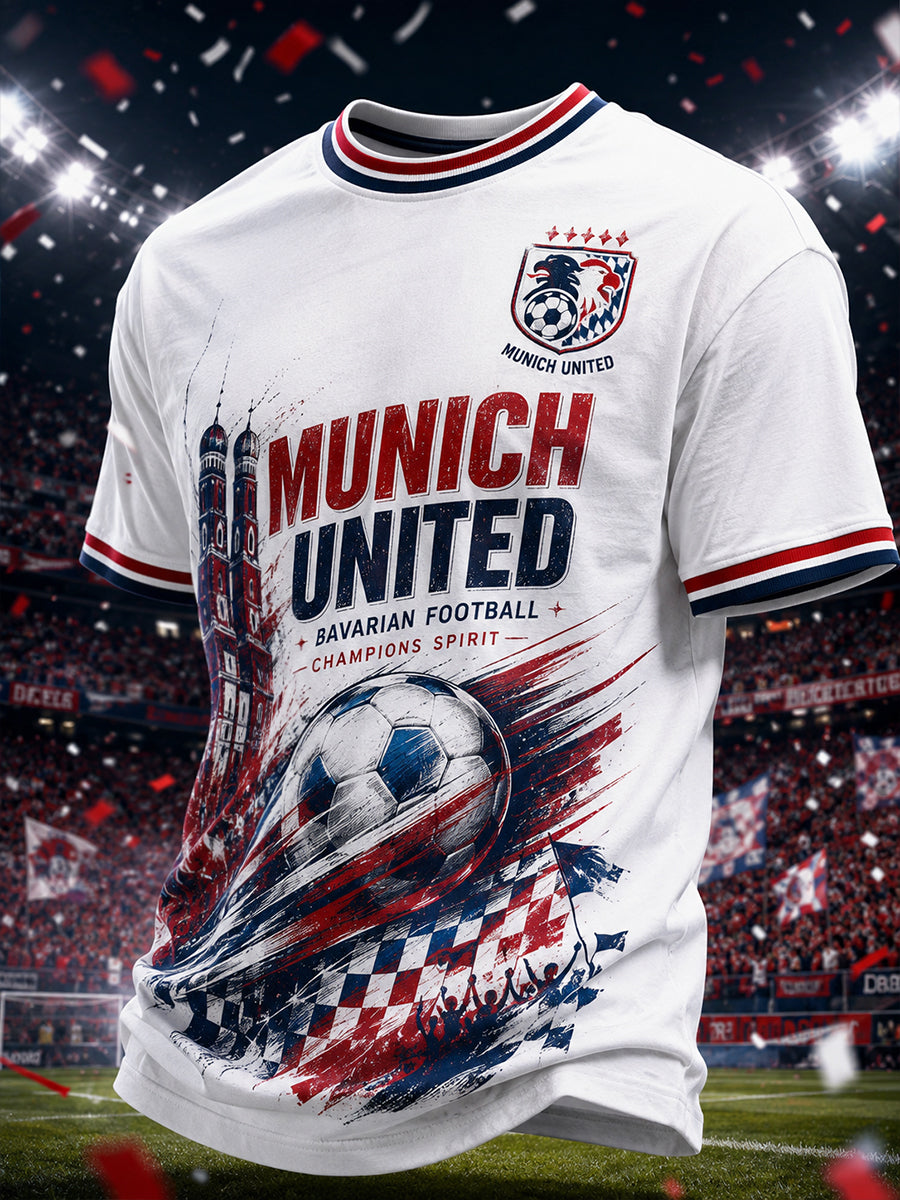 Herren-T-Shirt mit kurzen Ärmeln und grafischem Fußball-Print