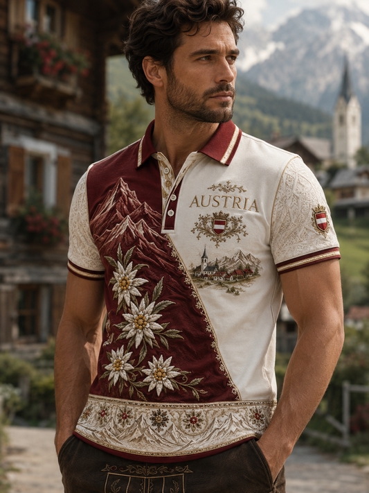 Herren-Hemd mit kurzen Ärmeln im österreichischen Landhausstil