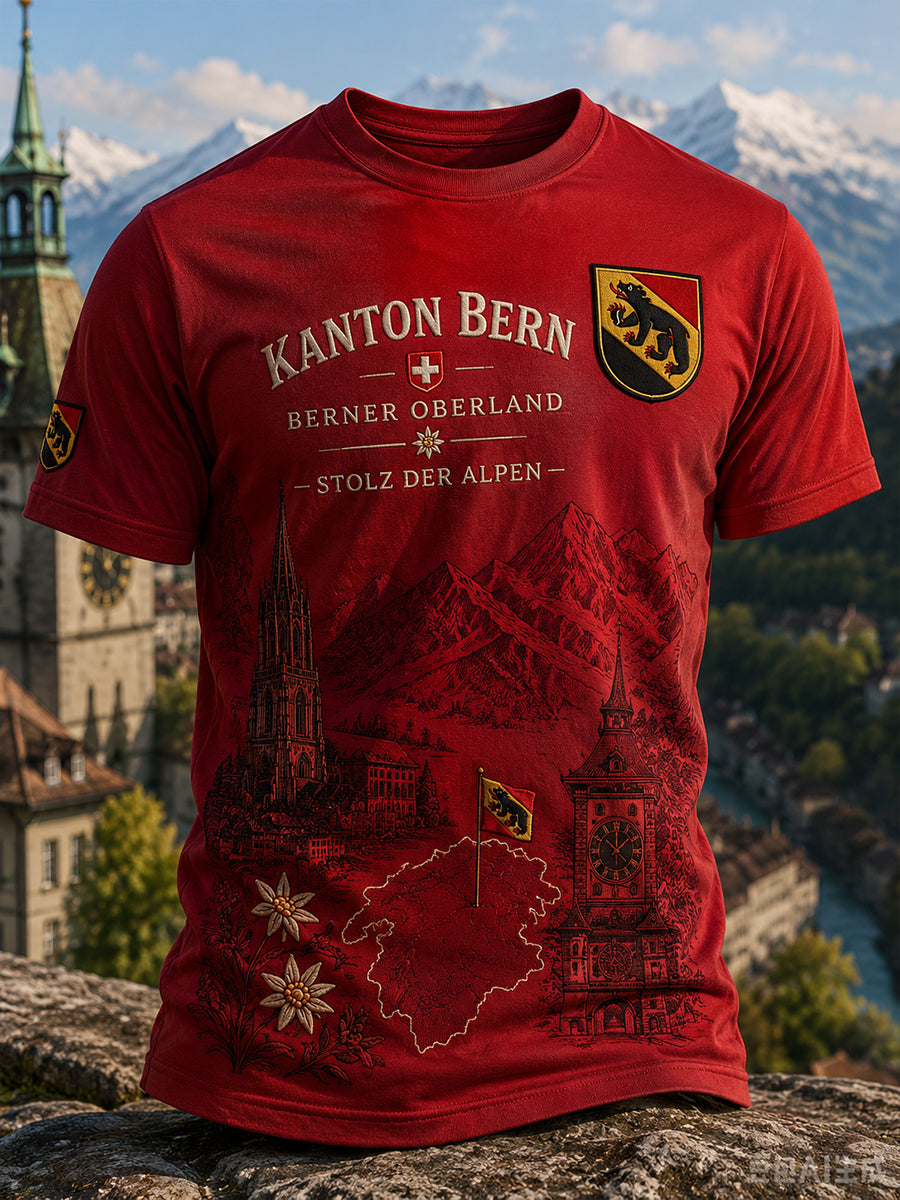 Kurzarm-T-Shirt für Herren mit Vintage-City-Souvenir-Print