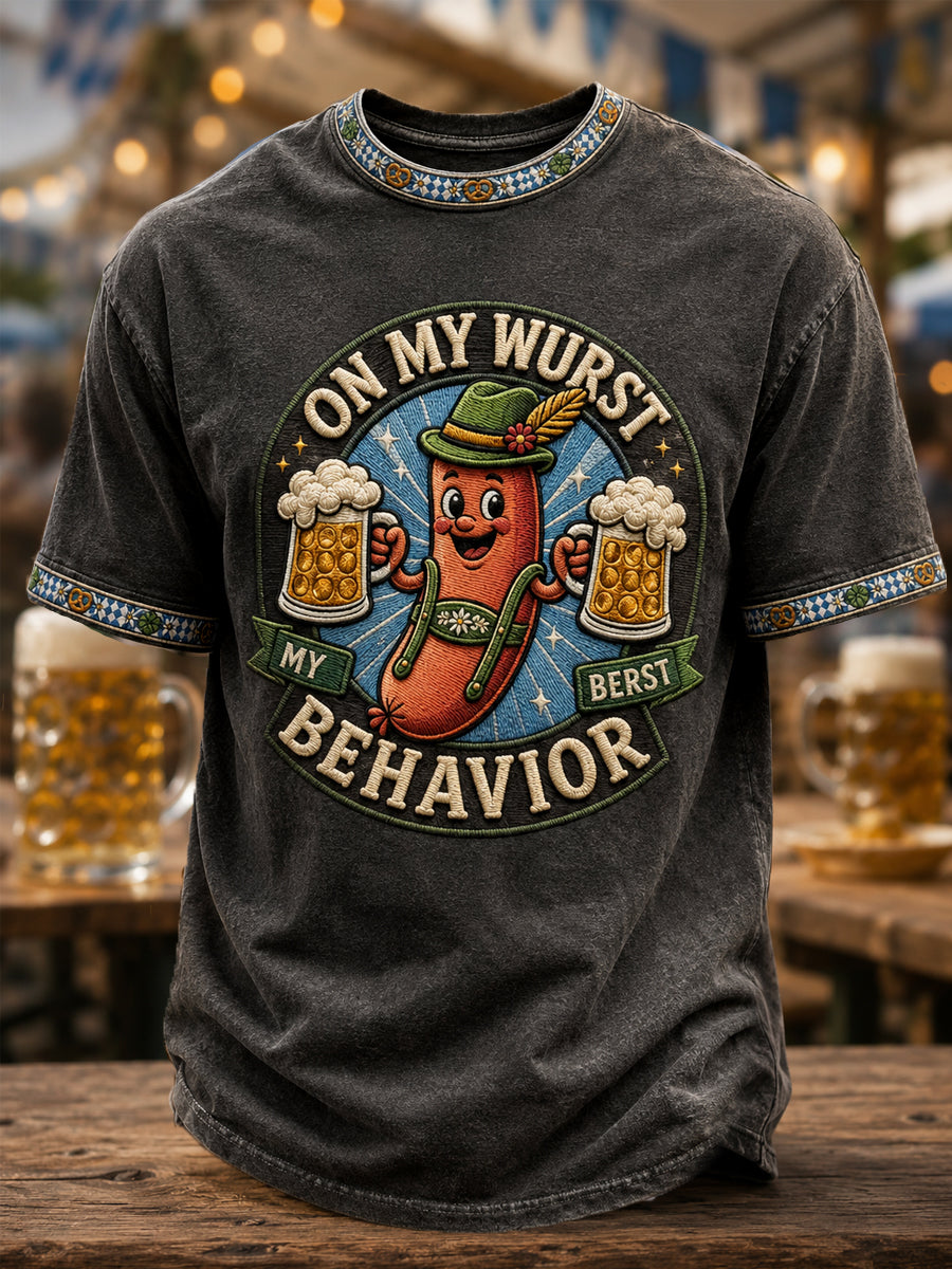 Herren-Oktoberfest auf meinem Wurst-Verhaltens druck Casual T-Shirt
