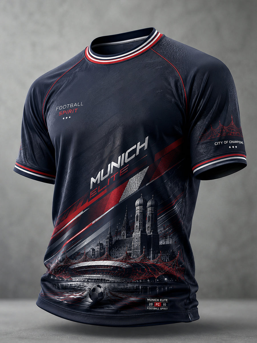 Herren-T-Shirt mit kurzen Ärmeln und Fußballmotiv