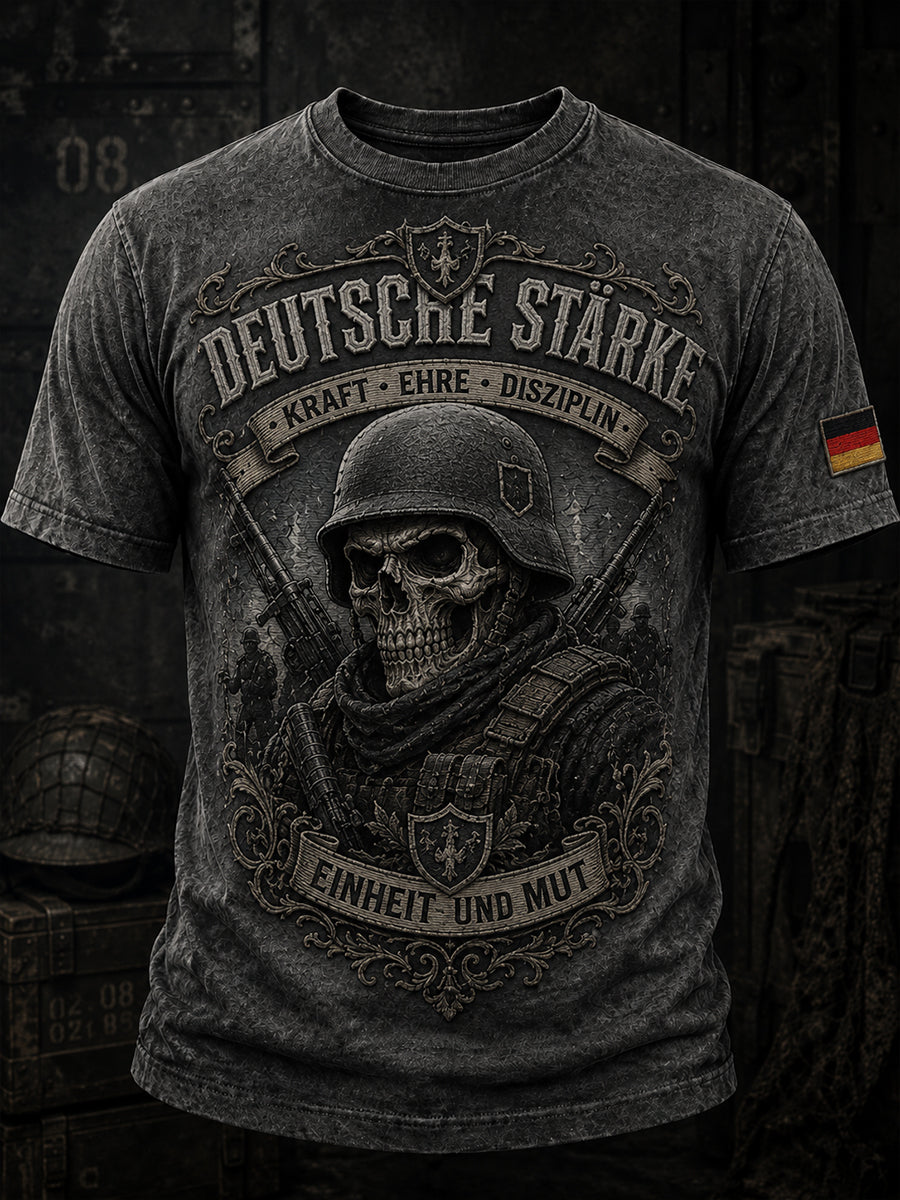 Herren-T-Shirt mit kurzen Ärmeln und Vintage-Schriftzug-Print