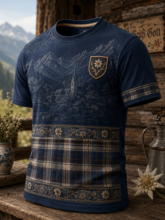 Herren-T-Shirt mit Kunstdruck im österreichischen Landhausstil