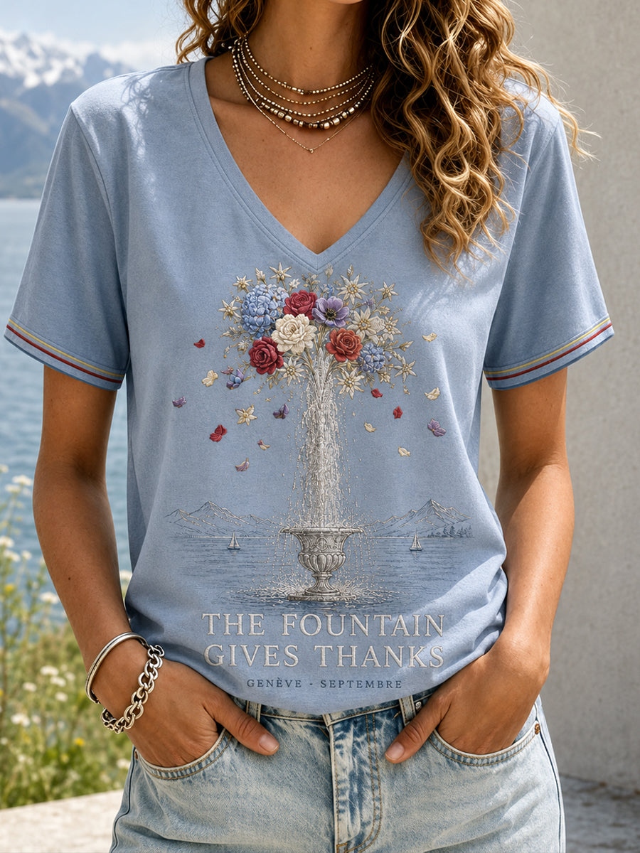 Damen-Schweizer Jeûne genevois Kunst bedrucktes T-Shirt
