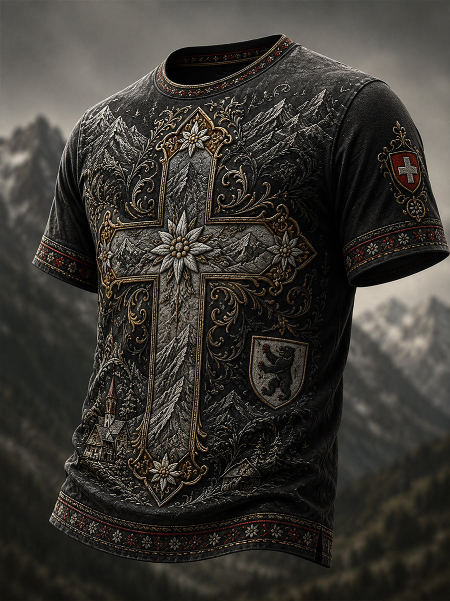 Herren-T-Shirt mit kulturellem Erinnerungsdruck aus Appenzell, Schweiz