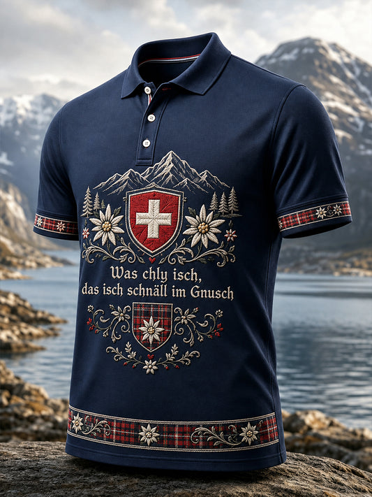Herren-Schweizer deutscher Slogan-Serie Kulturelles Element Kunstdruck Polo