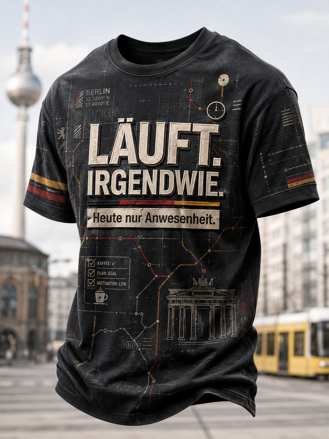 Herren-Slogan-T-Shirt mit kurzen Ärmeln