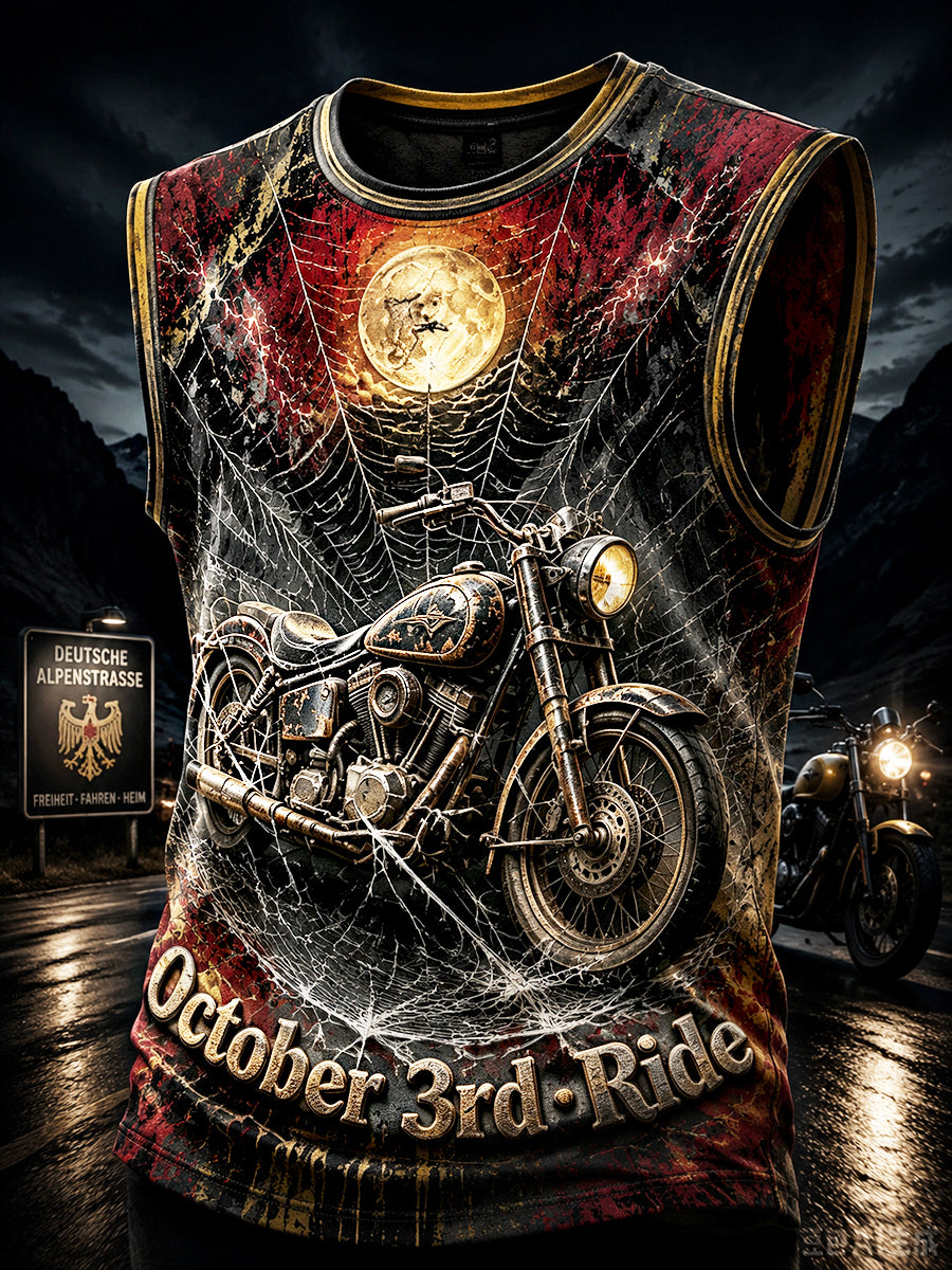 Herren Punk Deutsche Flagge Unity Day Motorrad druck Lässige Coole Weste
