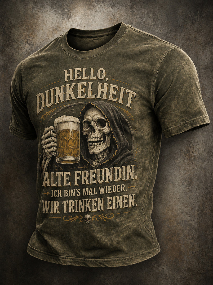 Lustiges Herren-T-Shirt mit Halloween-Print und kurzen Ärmeln