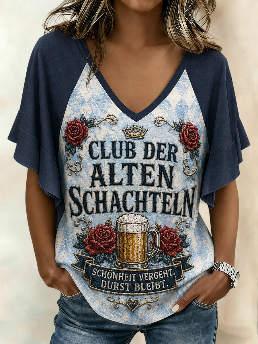 Frauen lustige Oktoberfest Print Kurzarm T-Shirt