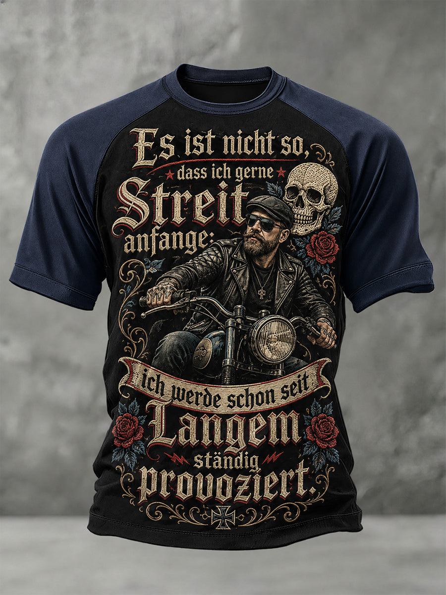 Herren-Raglan-T-Shirt mit Vintage-Schriftzug-Print