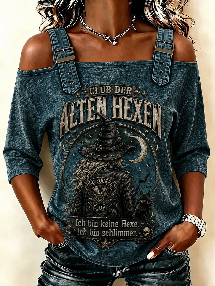 Frauen-Funny-Halloween-Druck-T-Shirt mit 3/4-Arm