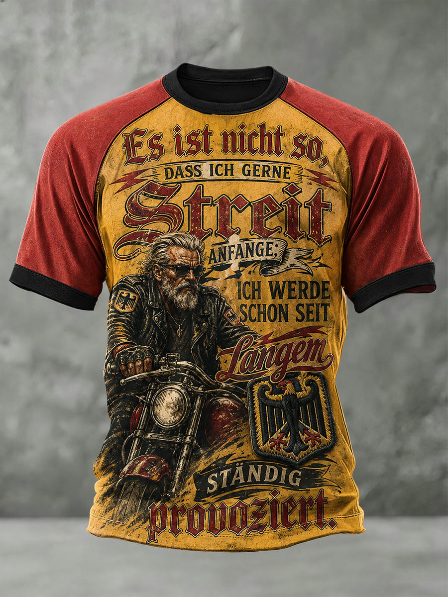 Herren-Raglan-T-Shirt mit Vintage-Schriftzug-Print
