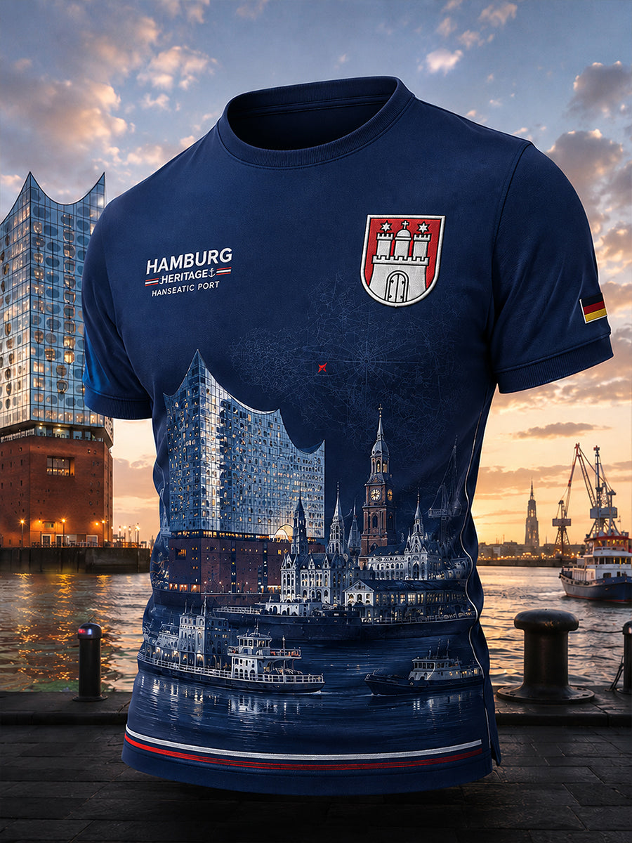 Kurzarm-T-Shirt für Männer mit städtischem Gedenk-Grafik druck