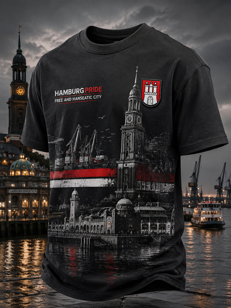 Herren-T-Shirt mit kurzen Ärmeln und urbanem, erinnerungsträchtigem Grafikdruck