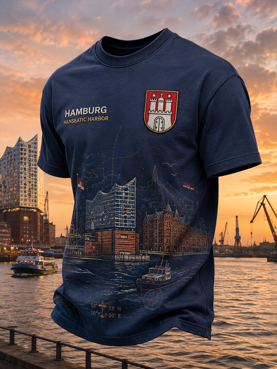 Herren-T-Shirt mit kurzen Ärmeln und urbanem, erinnerungsträchtigem Grafikdruck