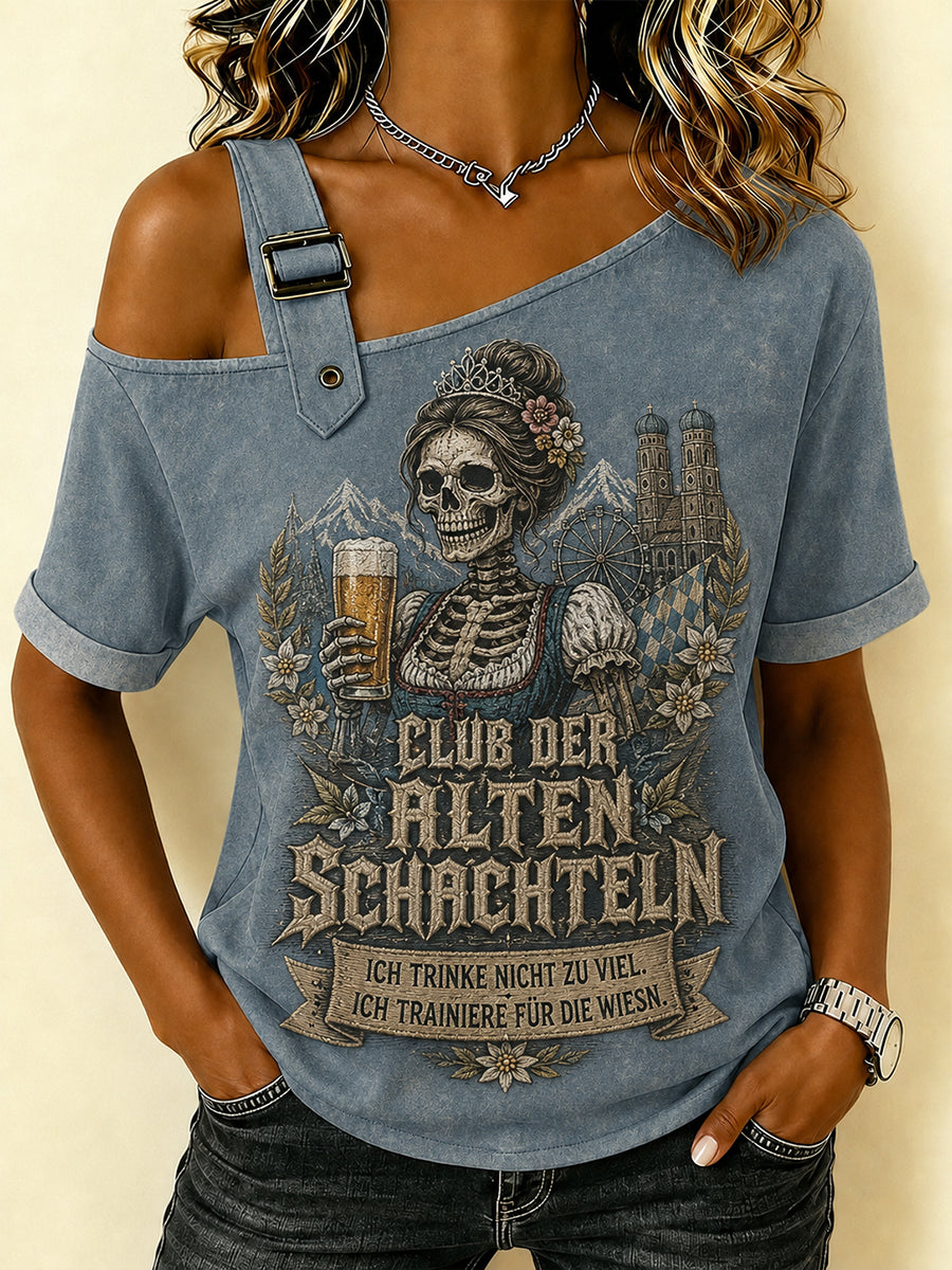 Frauen Lustiges Oktoberfest Print T-Shirt