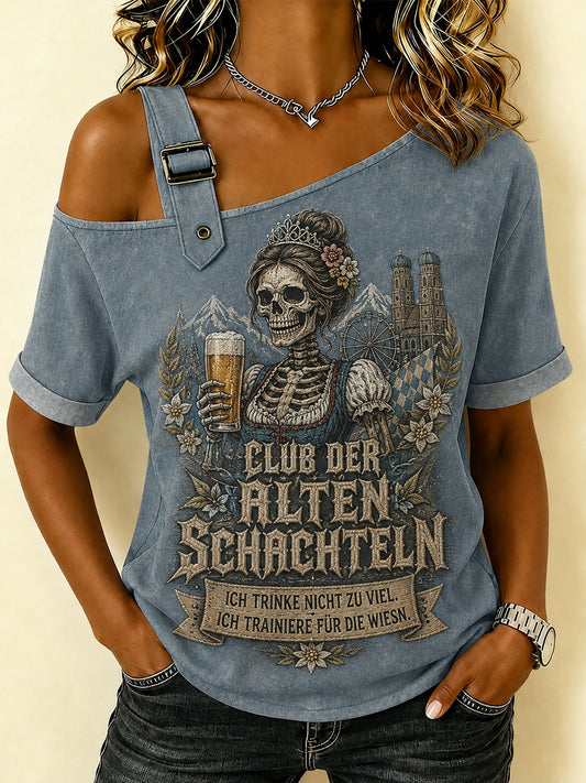 Frauen Lustiges Oktoberfest Print T-Shirt