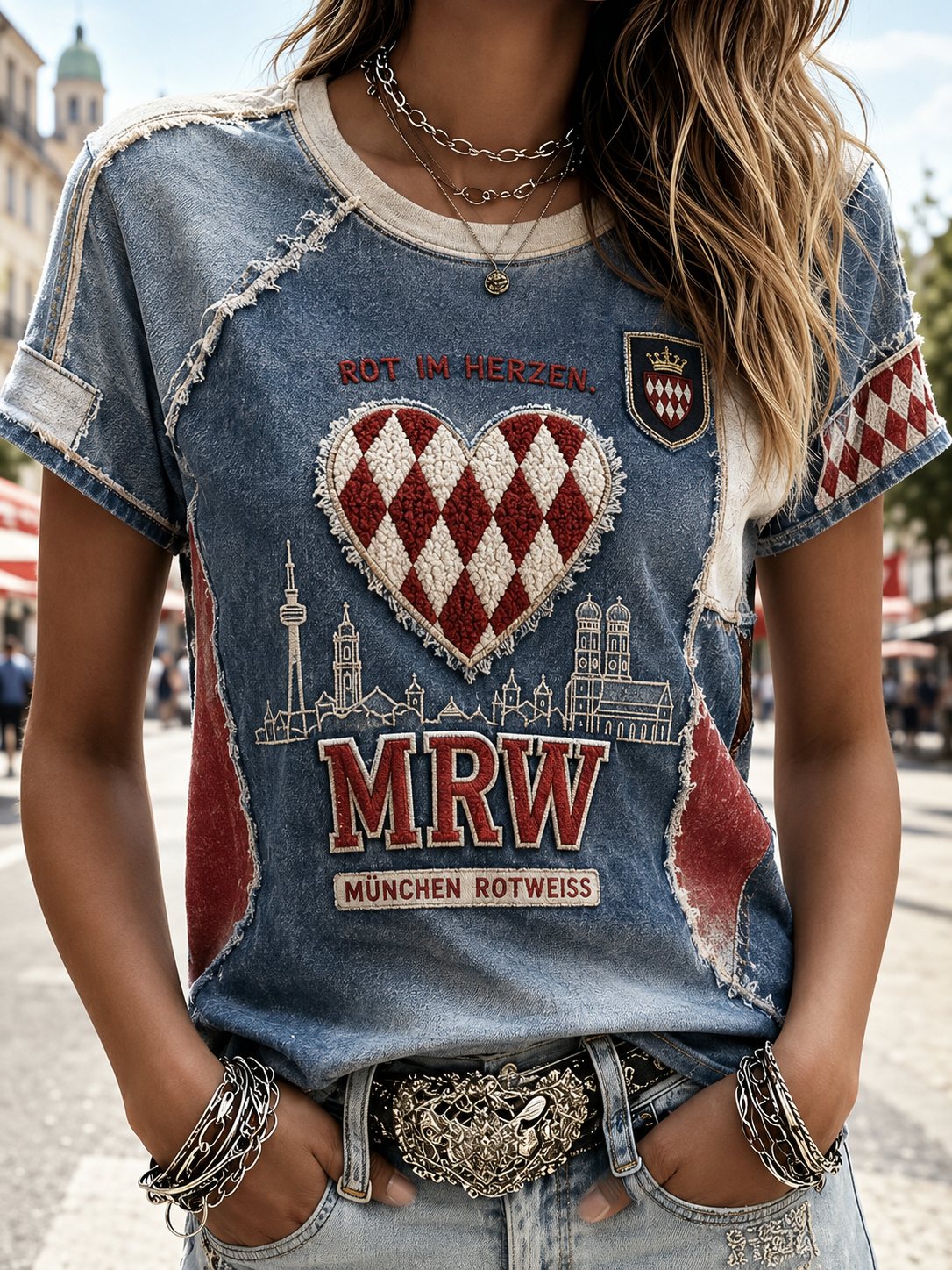 Deutsches Frauenfußball-T-Shirt mit kurzen Ärmeln
