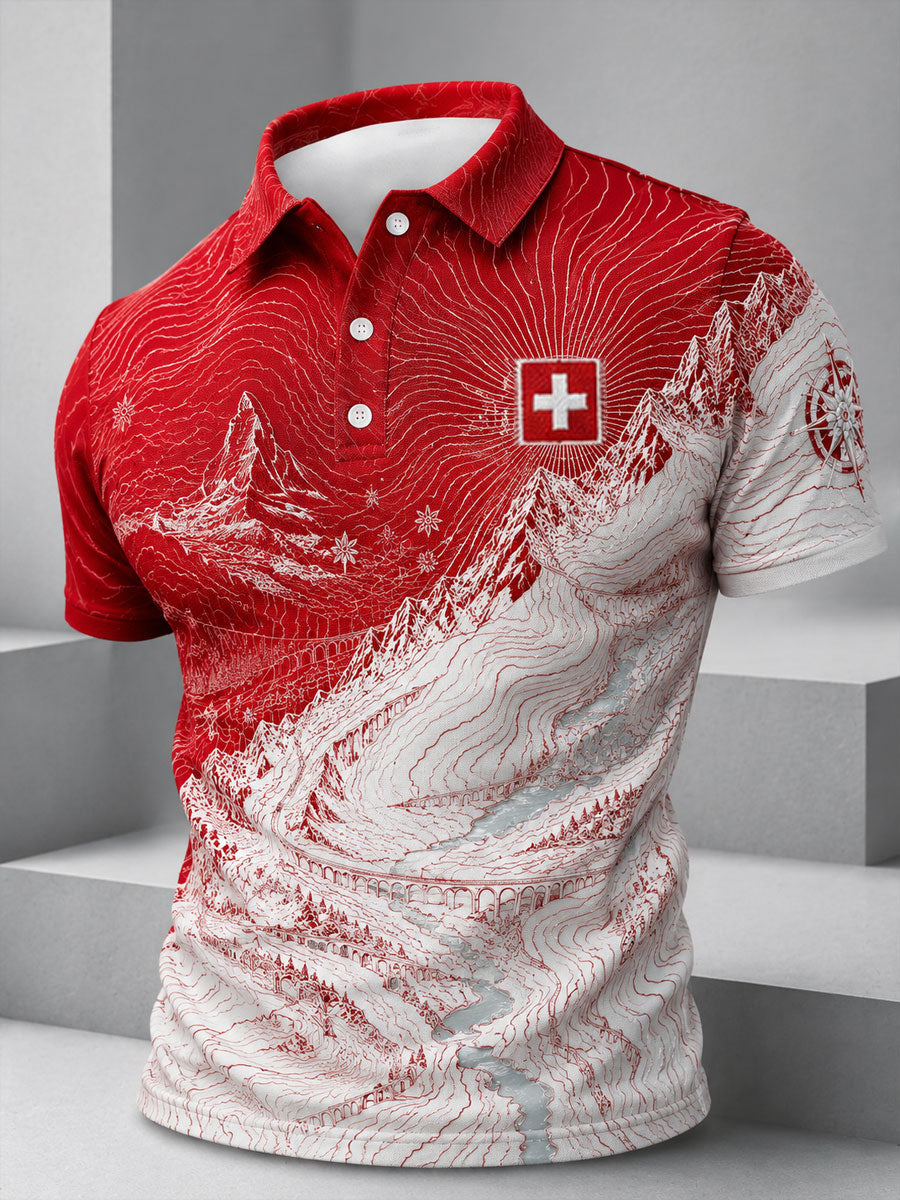 Herren-Sweatshirt mit Alpen-Edelweiß-Motiv, lässige Tops