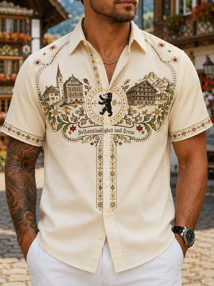 Herren-Appenzeller Kultursymbole-Kunstdruck-Lässighemd