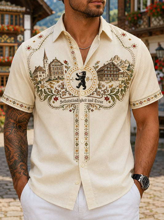 Herren-Appenzeller Kultursymbole-Kunstdruck-Lässighemd