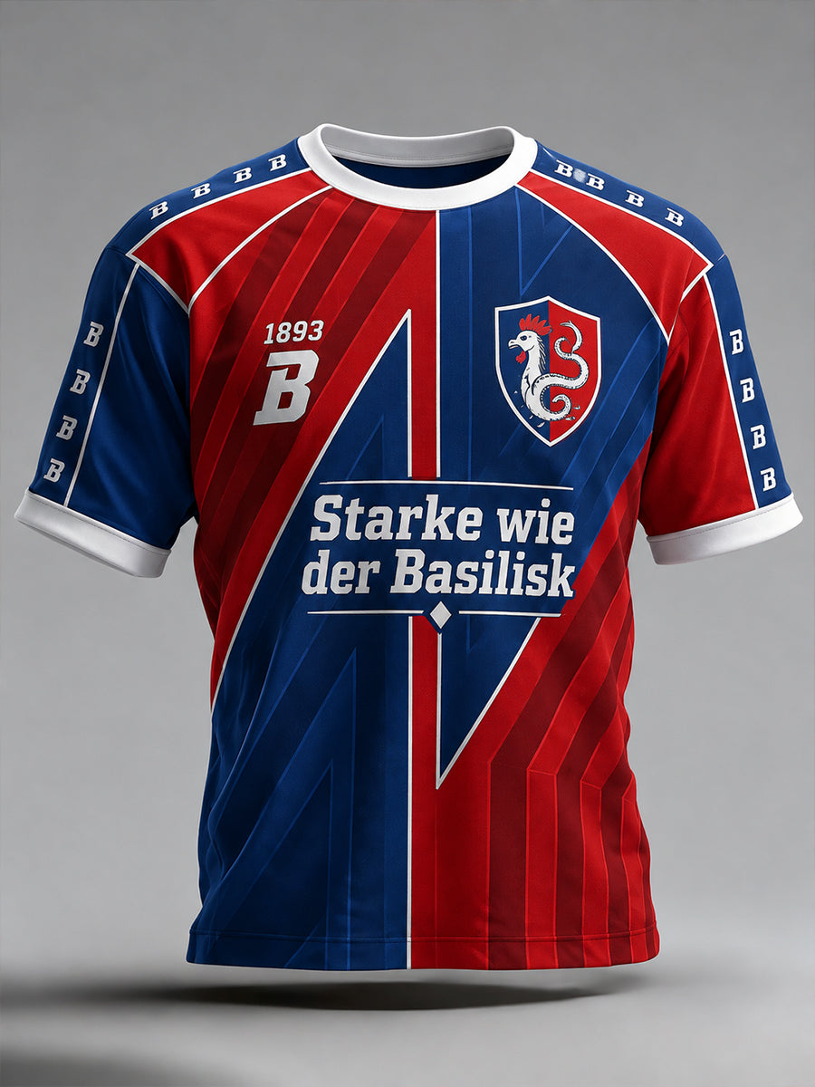 Herren-T-Shirt mit schweizerischem Fußballclub-Element und Kunstdruck, lässig geschnitten