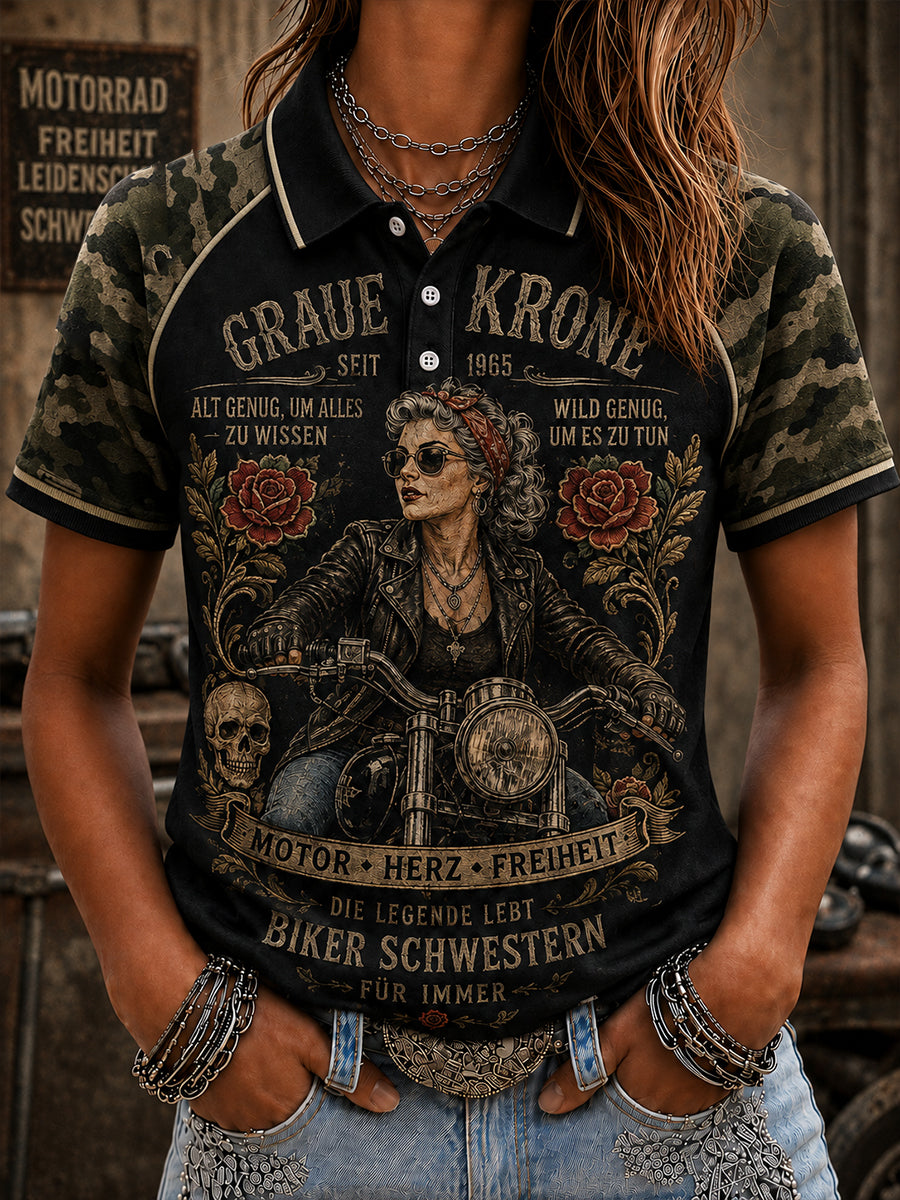 Kurzarm-Polos hirt Raglan für Frauen "Old Ladies 'Club" Grafik druck