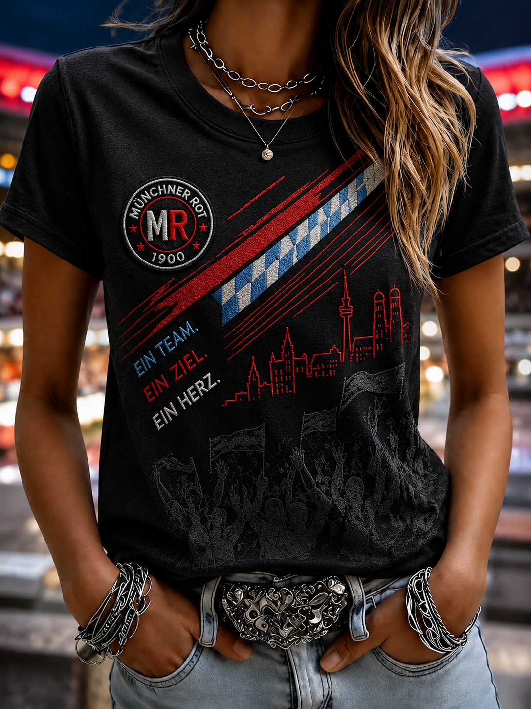 Bayern München Damen-T-Shirt mit kurzen Ärmeln