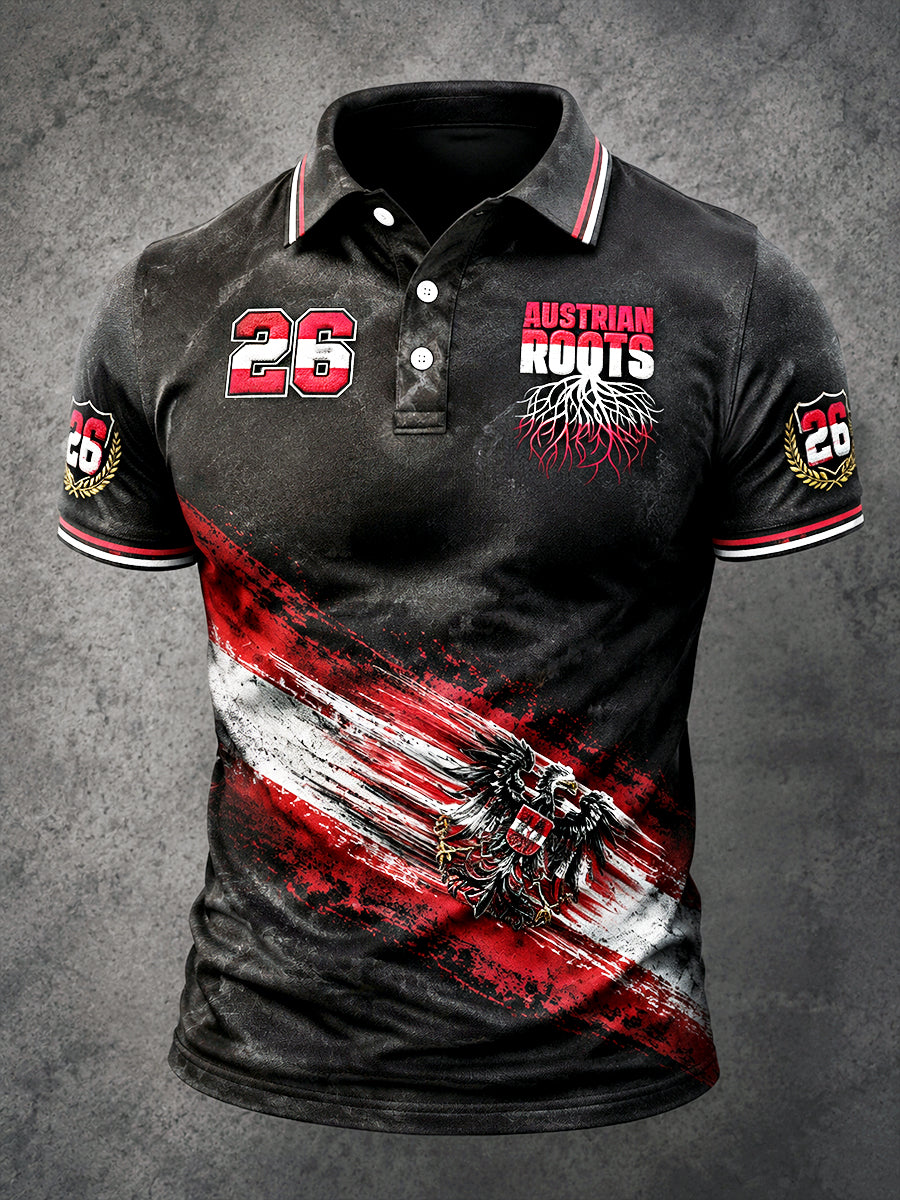 Herren Österreichi scher Adler National Day Print Casual Polo Shirt