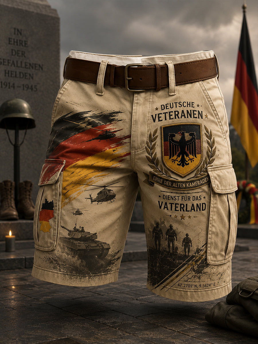 Herren geschnittene Cargo hosen mit Vintage-Print im Militärs til