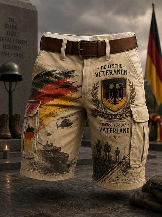 Herren geschnittene Cargo hosen mit Vintage-Print im Militärs til