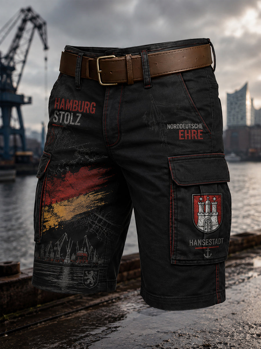 Herren Retro Urban Gedenk-beschnittene Cargo hosen zum Thema