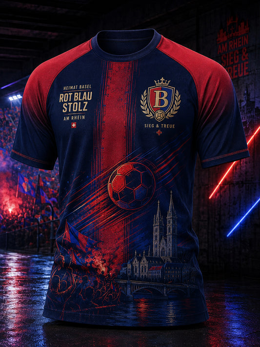 Herren-Fußball-Club-Gedenk-Grafik Raglan Kurzarm-T-Shirt