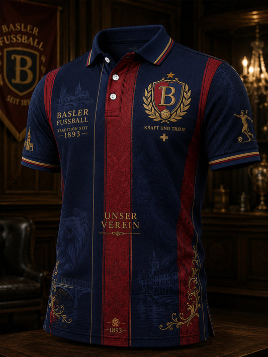 Kurzarm-Polo-Shirt für Herren mit Gedenk-Club-Grafik druck