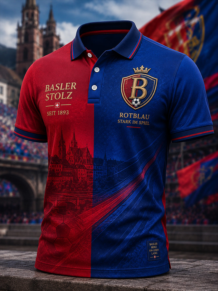 Kurzarm-Polo-Shirt für Herren mit Gedenk-Club-Grafik druck