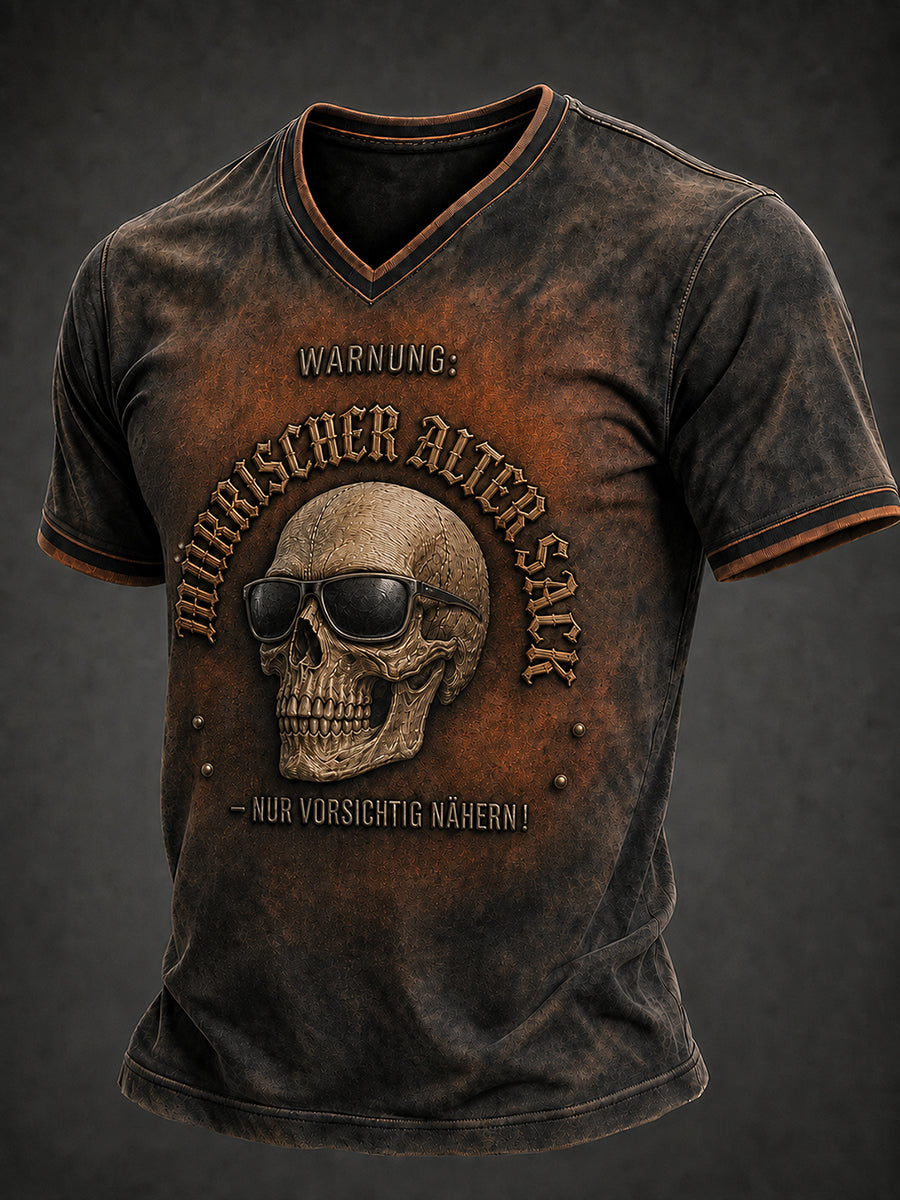 Männer-Warnung: fürr rischer alter Sack - nur vorsichtig nähern! T-Shirt mit V-Ausschnitt