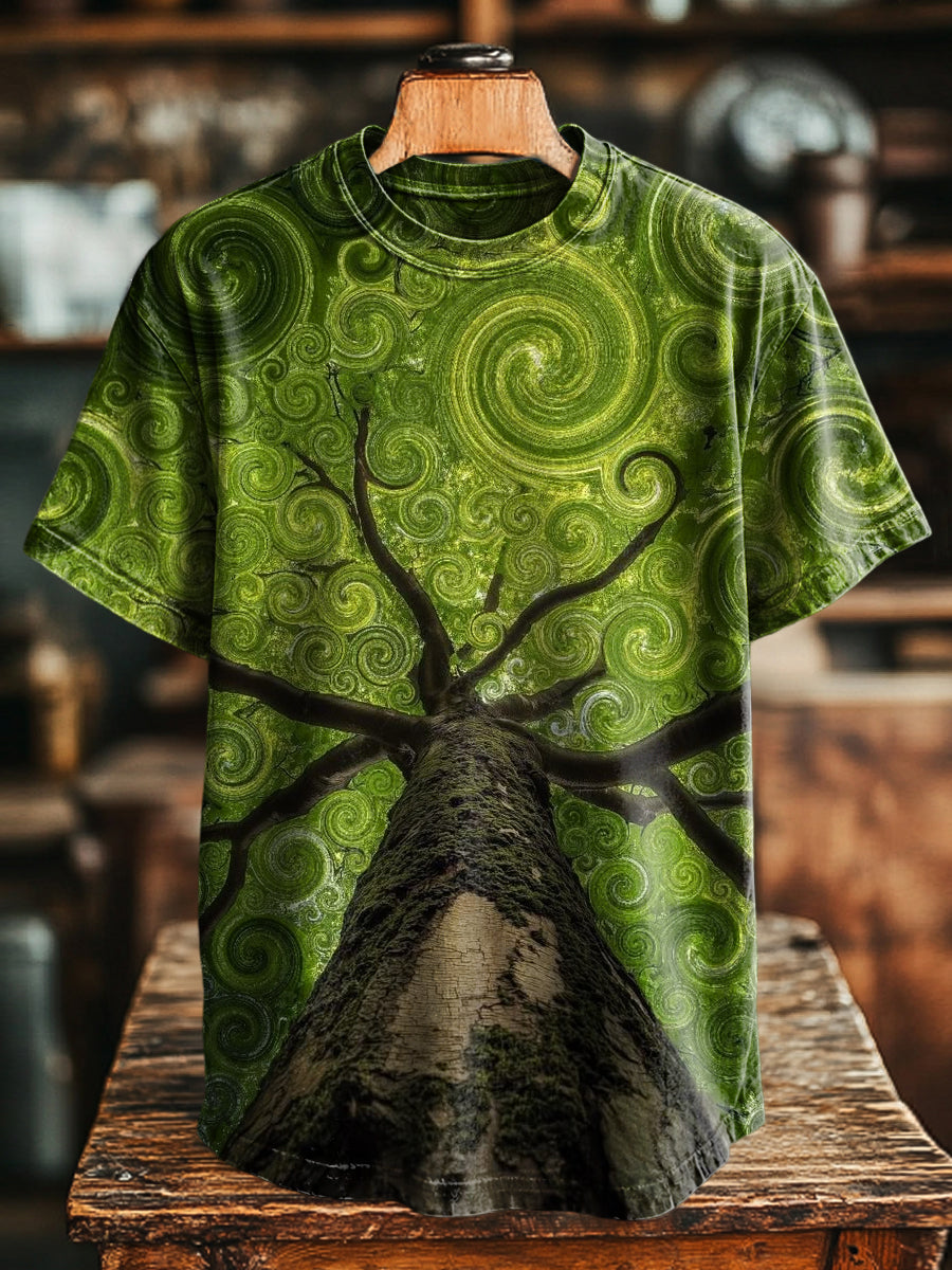 Unisex-Lässiges T-Shirt mit abstrakter Kunst „Baumschatten“