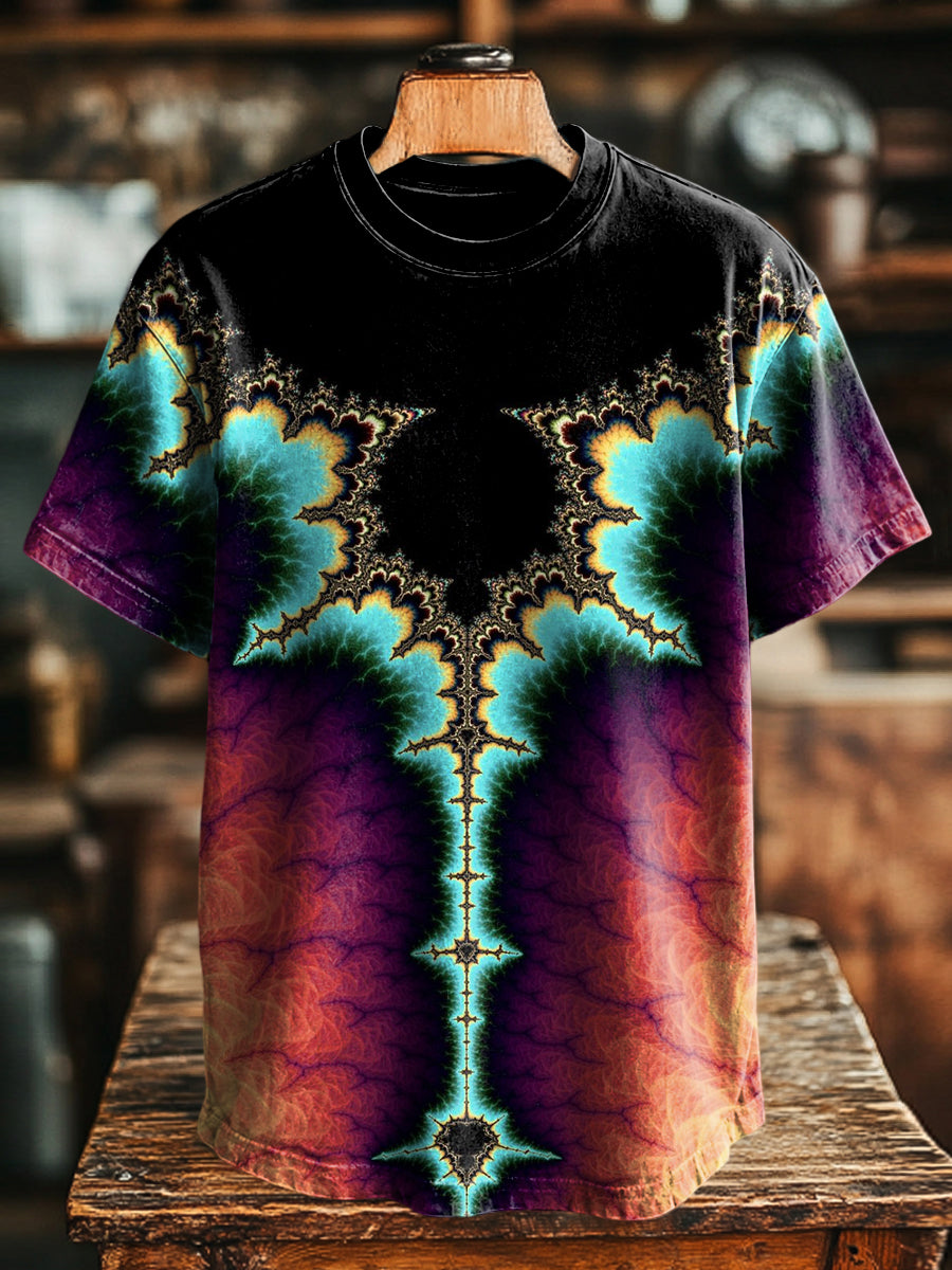 Unisex-Retro-T-Shirt mit künstlerischer Textur im lässigen Stil