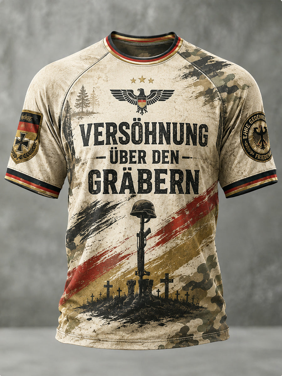 Herren Veteran Memorial Slogan Grafik Raglan Kurzarm T-Shirt