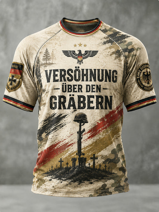 Herren Veteran Memorial Slogan Grafik Raglan Kurzarm T-Shirt
