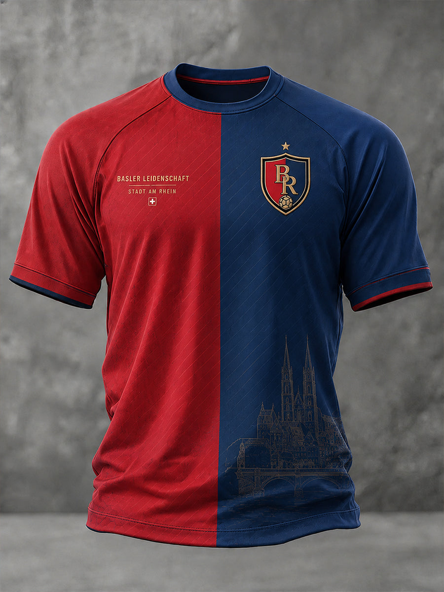 Kurzarm-Raglan-T-Shirt für Männer mit Fußball-Themen-Print