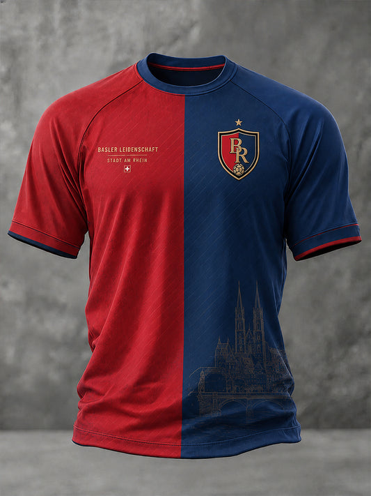 Kurzarm-Raglan-T-Shirt für Männer mit Fußball-Themen-Print