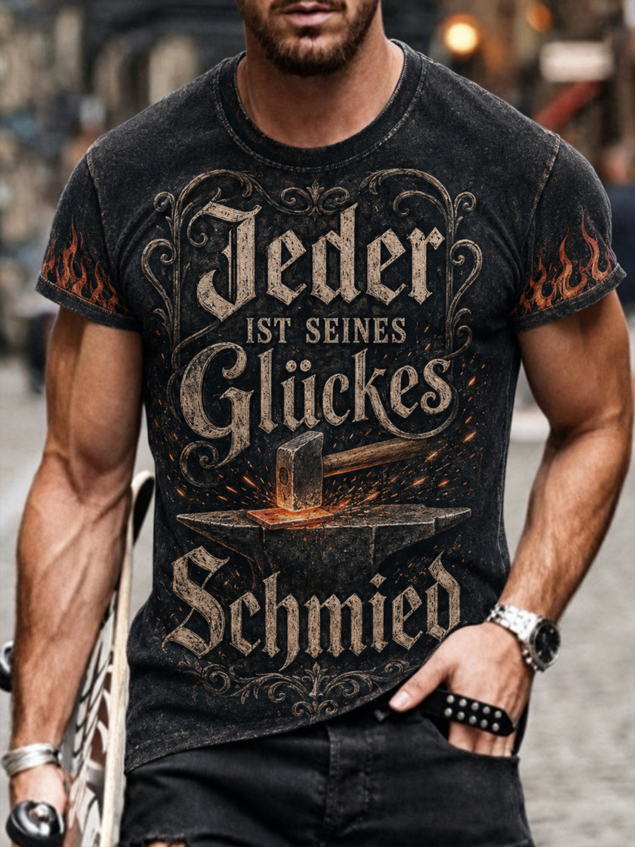 Herren-T-Shirt mit kurzen Ärmeln, Vintage-Slogan und grafischen Prints