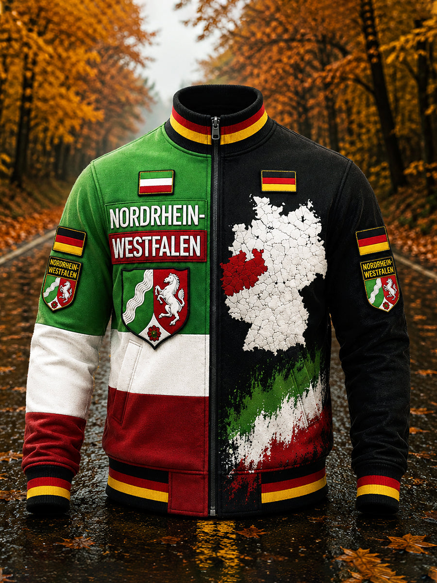 Herren-Nieder rhein-Graffiti-Print-Jacke mit Reiß verschluss