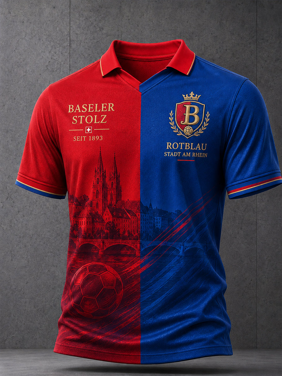Kurzarm-Polos hirt für Männer mit fußball inspirierten Aufdruck
