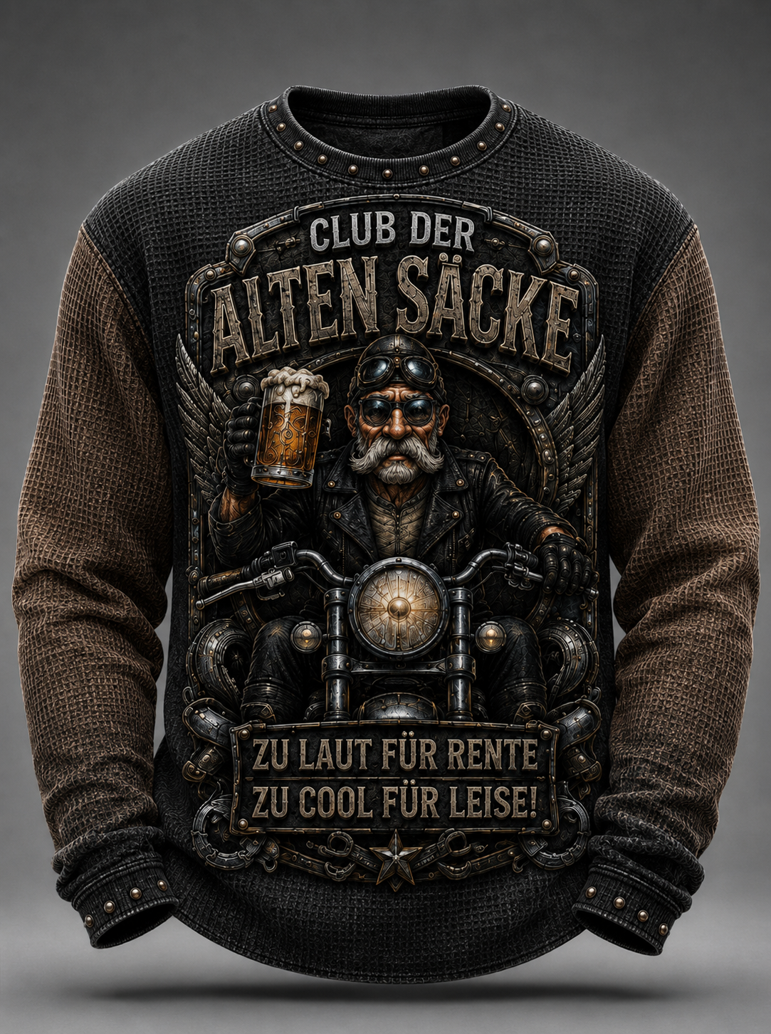 Langärmliges T-Shirt für Männer mit Slogan Waffel