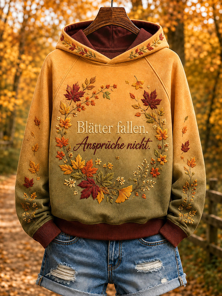 Damen Herbst Vibe Bedrucktes Kapuzen-Sweatshirt